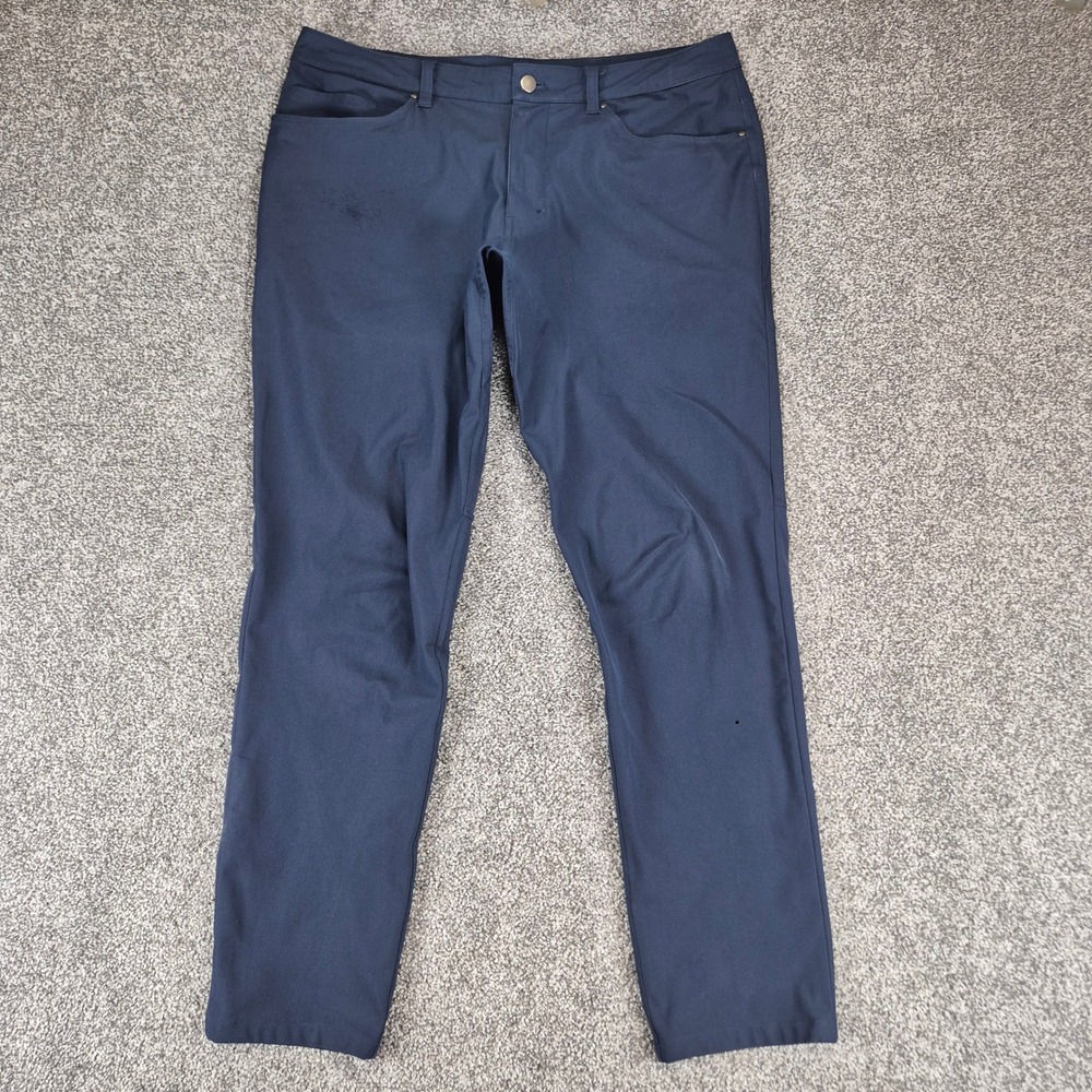 Lululemon ABC Slim-Fit 5 Pocket‎ Pant Mens 34 Navy Blue Technical Trousers